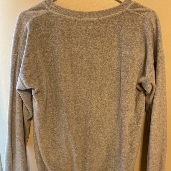 plush, gray sweater with front crossover - Picture 2 of 2